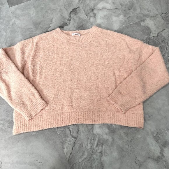 Double Zero Size‎ Lovely Large Soft Fuzzy Peach Crop Sweater - Picture 1 of 4